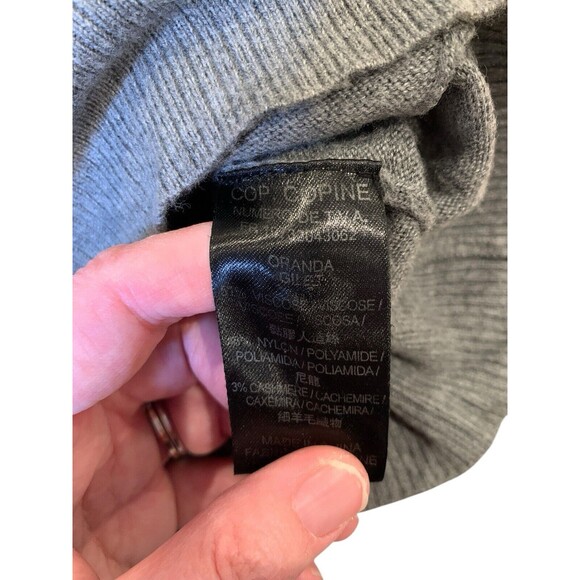 Cop Copine Women's Gray V-Neck Knit Cardigan Sweater Zip Pockets Rayon+Cashmere - Picture 9 of 10